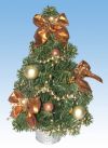 Новогодняя эксклюзивная дизайнерская украшенная елка, 30 см, артикул Е70370, новогоднюю украшенную ёлку купить, новогоднюю елку купить,  Новогодняя настольная елочка в плетеной корзинке